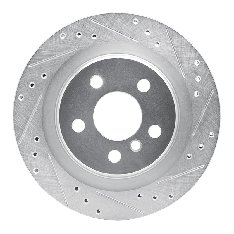 BMW 228I xDrive Gran Coupe Brake Rotor (1) - Rear Right - R1 Concepts - Drilled & Slotted - Silver - `16-`26